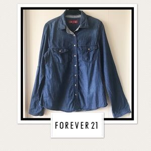 Women Comfortable Classic Denim Button Down Shirt